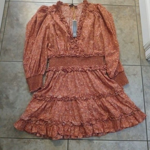NWT House of Harlow 1960 Wallis Rust Floral Dress - Picture 1 of 7